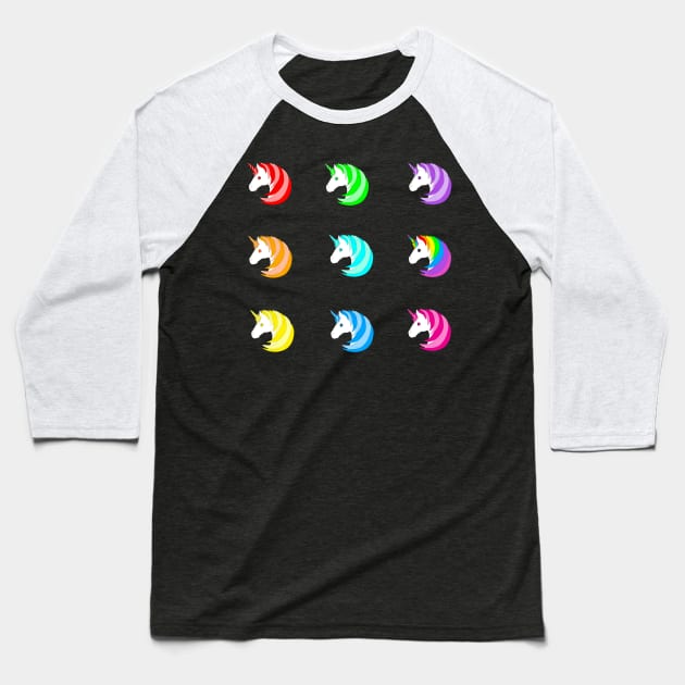 Rainbow unicorn pattern Baseball T-Shirt by MelanieJeyakkumar